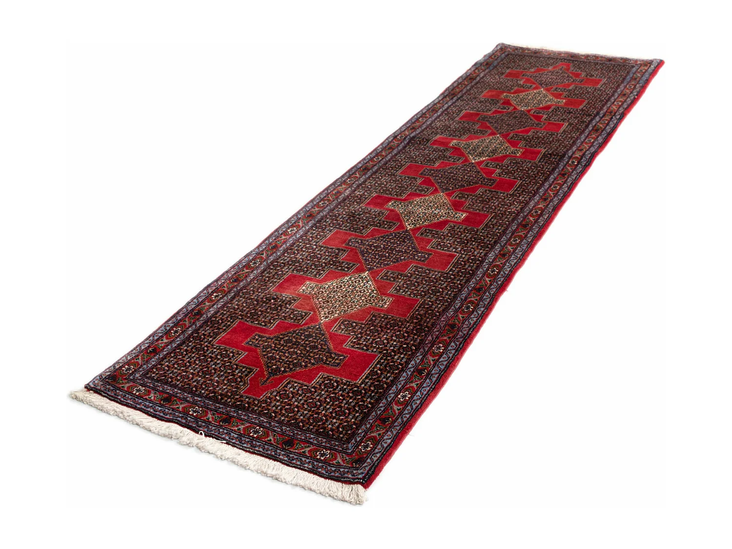 Tapis de couloir en laine 87x313 rouge Birdjend