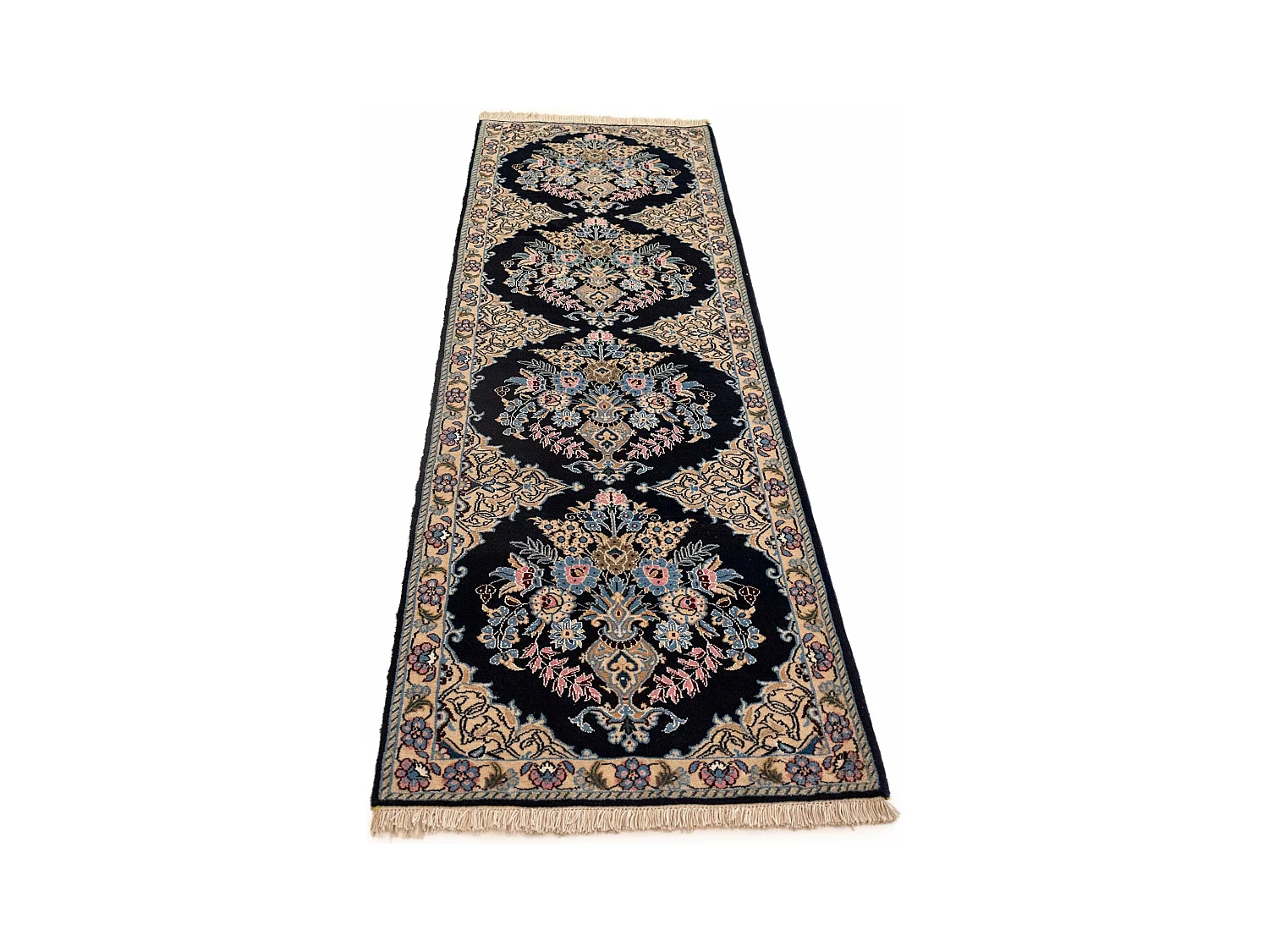 Tapis de couloir en laine 67x203 bleu Nain