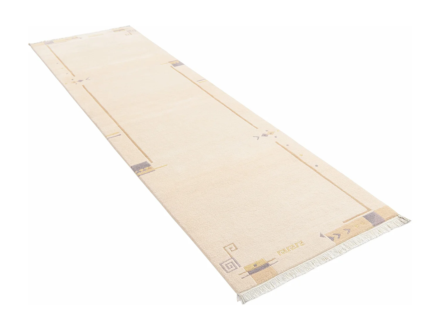 Läufer-Wollteppich 84x302 Beige Darya