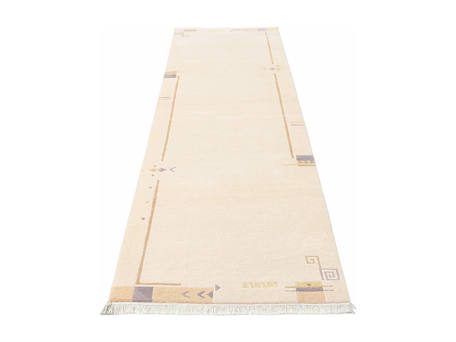 Läufer-Wollteppich 84x302 Beige Darya