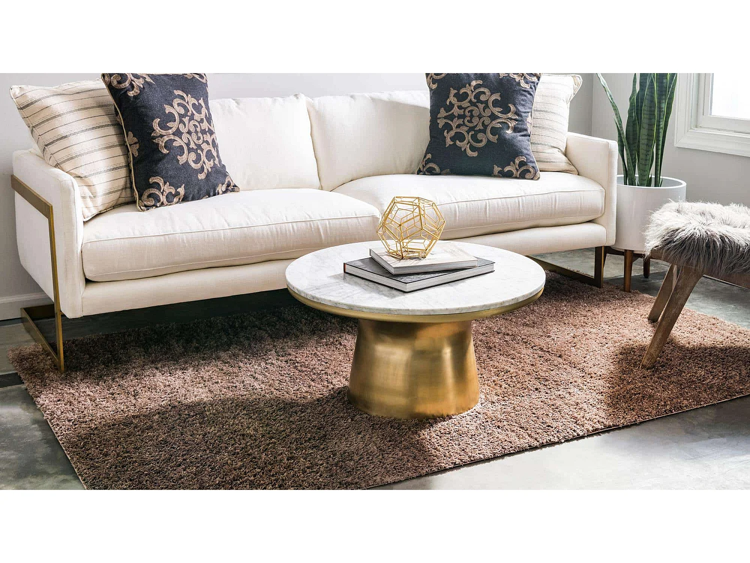 Tapis shaggy 185x275 brun Luzern