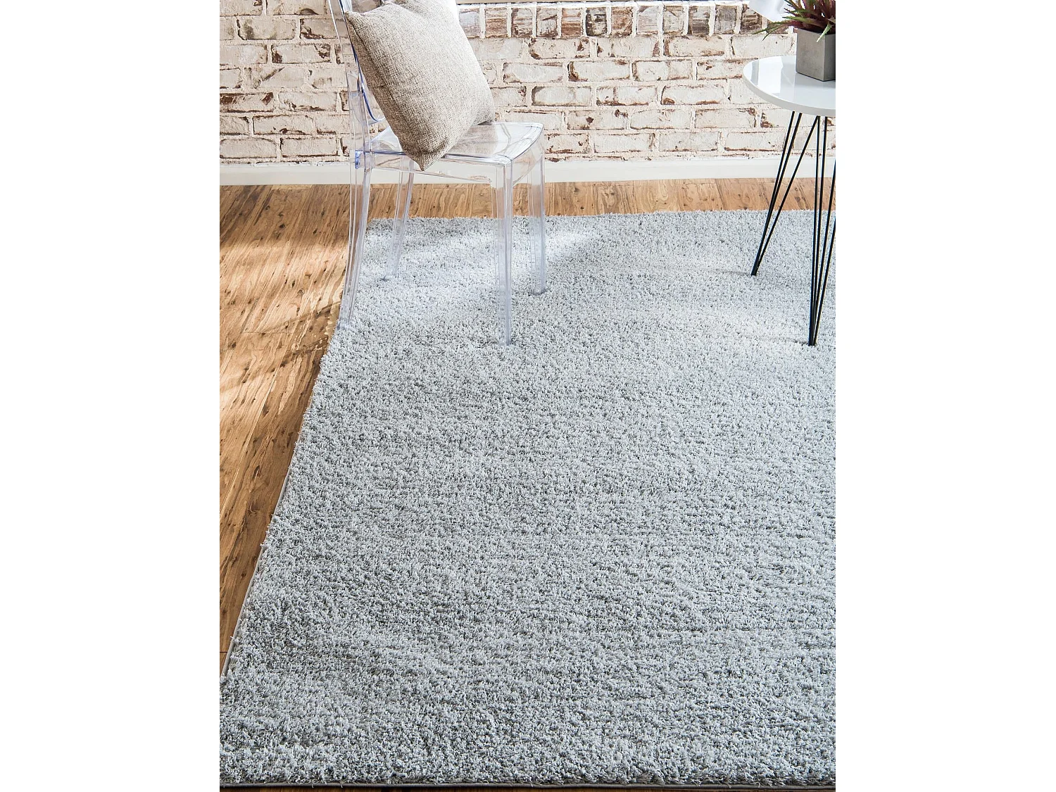 Tapis shaggy 240x240 gris argenté Luzern