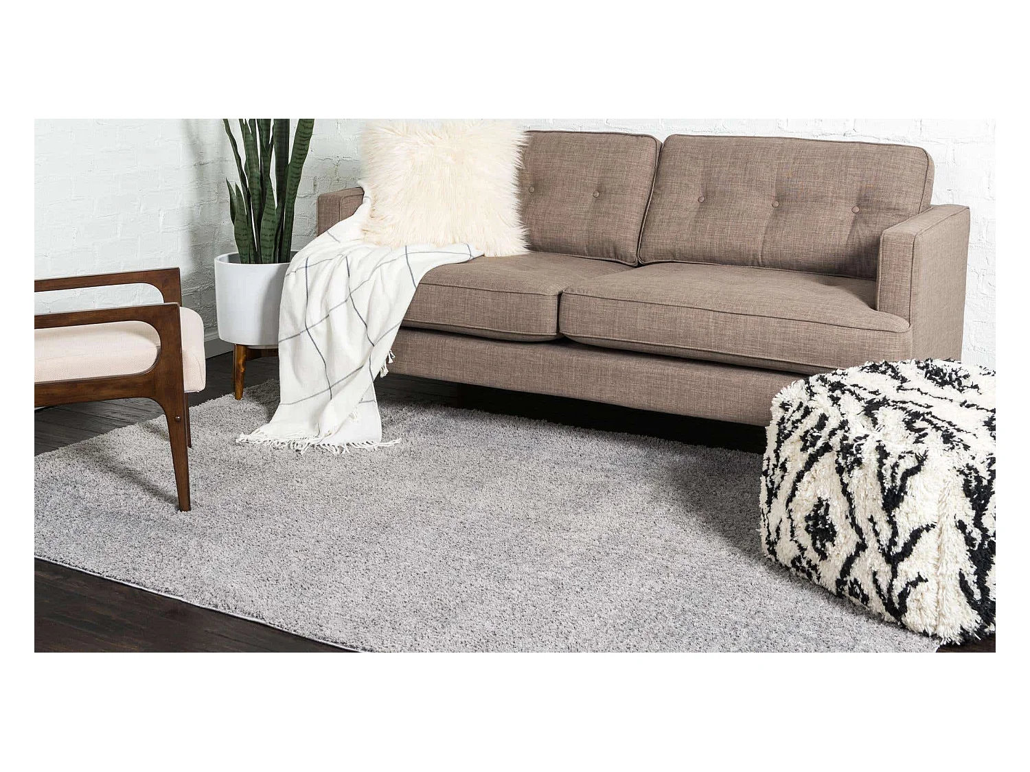 Hochflorteppich 240x240 Silber-Grau Luzern