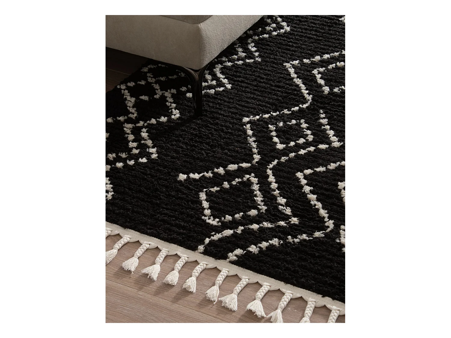 Hoogpolig tapijt 185x125 Zwart Frauenfeld Classic