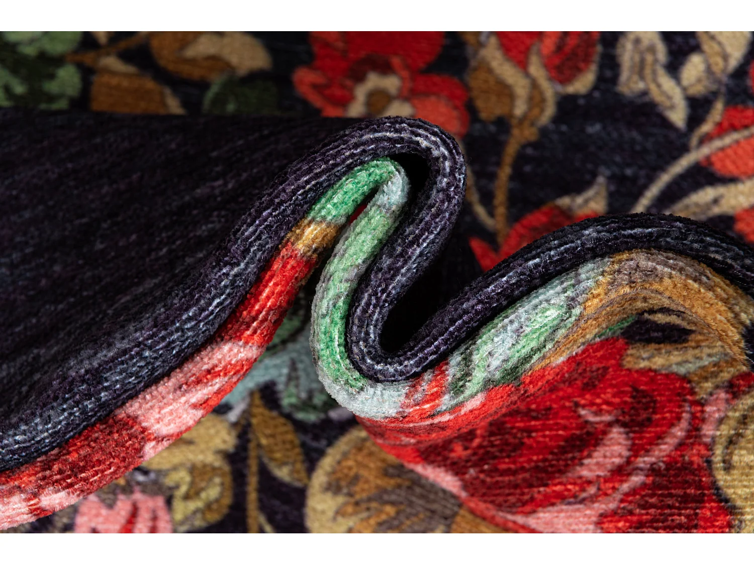 Tapis 80x305 noir Kriens Floret