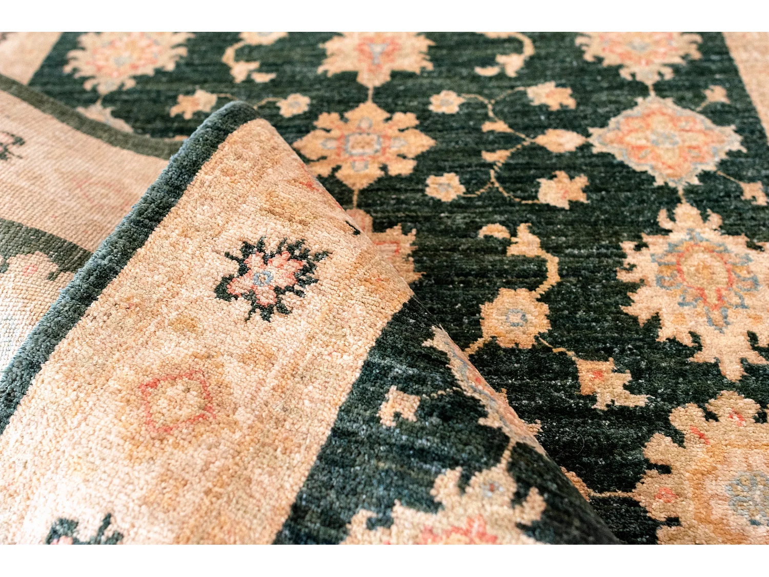 Wollteppich 103x152 Grün Ziegler