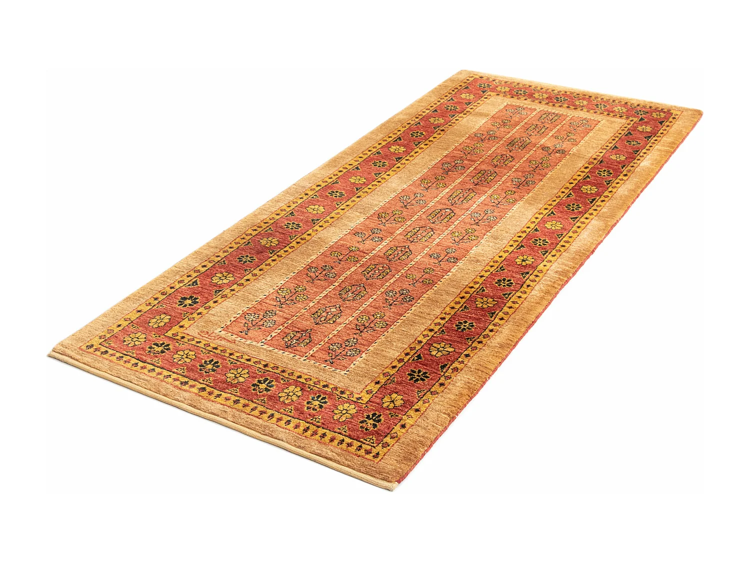 Läufer-Wollteppich 84x196 Braun Kashkuli