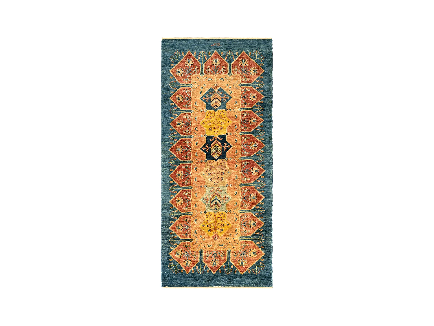 Tapis de couloir en laine 94x212 bleu Kashkuli