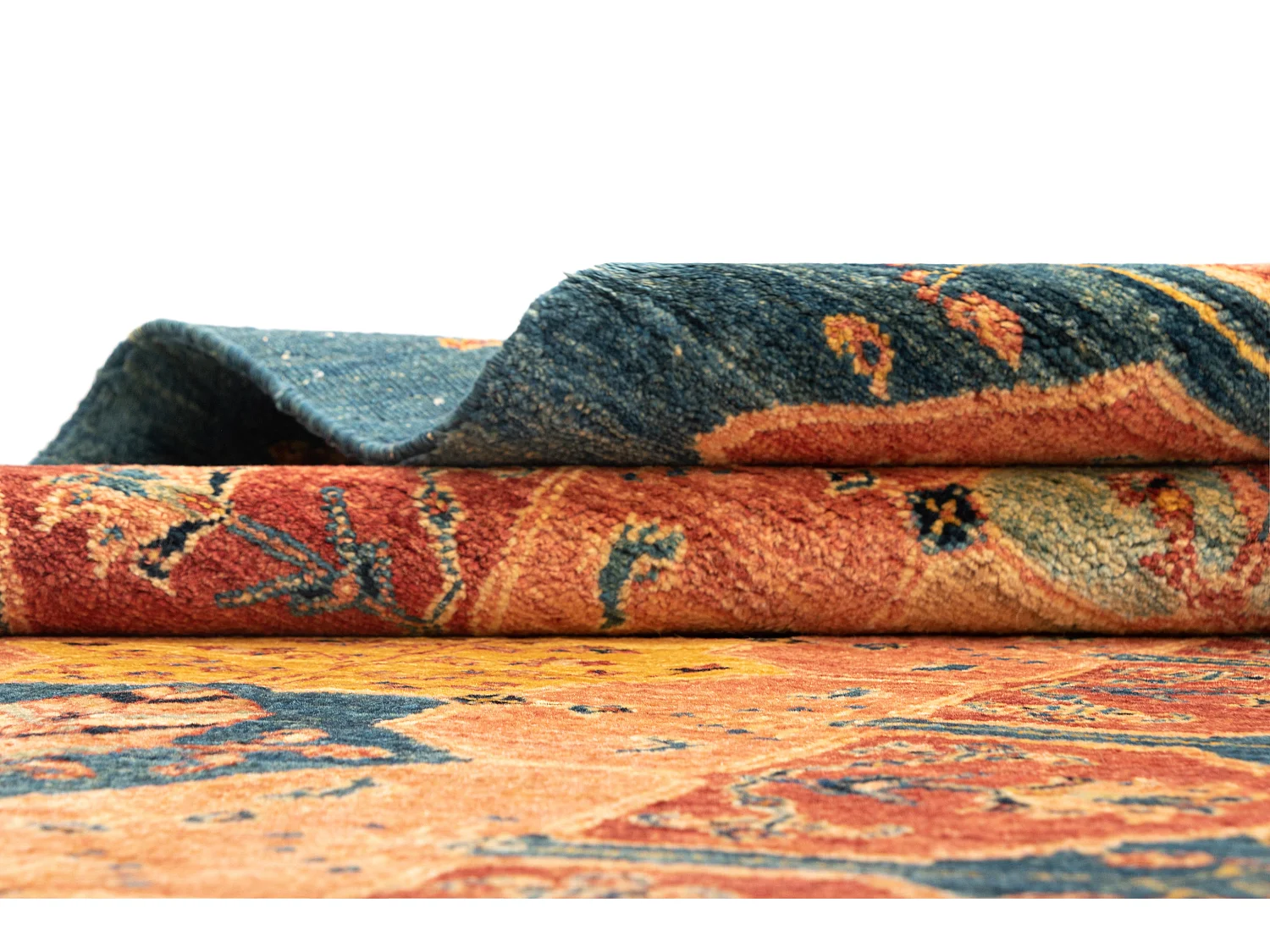 Läufer-Wollteppich 94x212 Blau Kashkuli