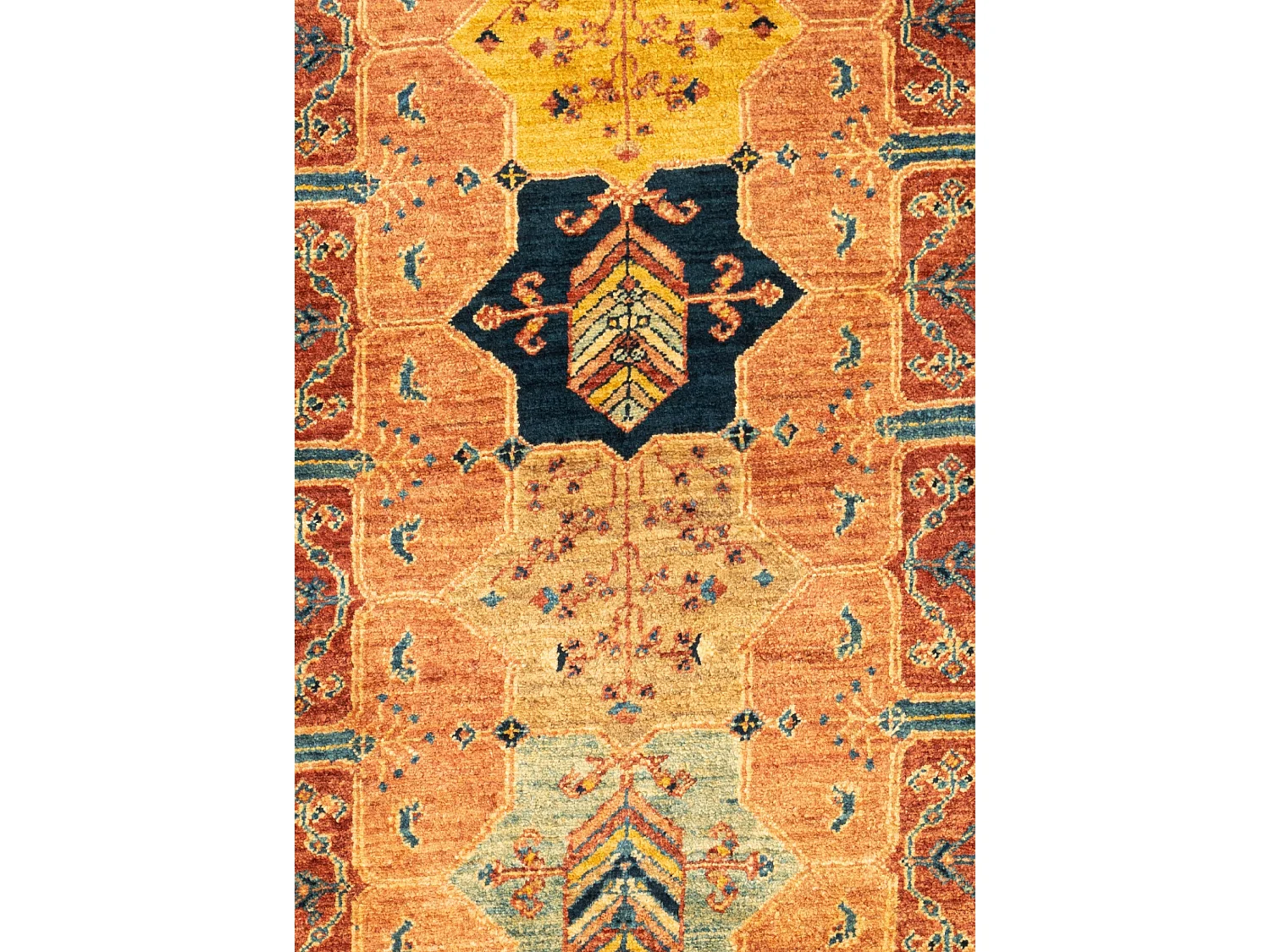 Läufer-Wollteppich 94x212 Blau Kashkuli