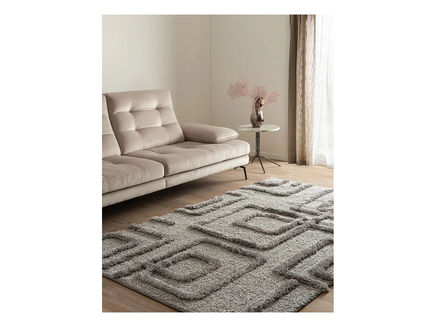 Tapis shaggy 125x185 gris Thun Artem