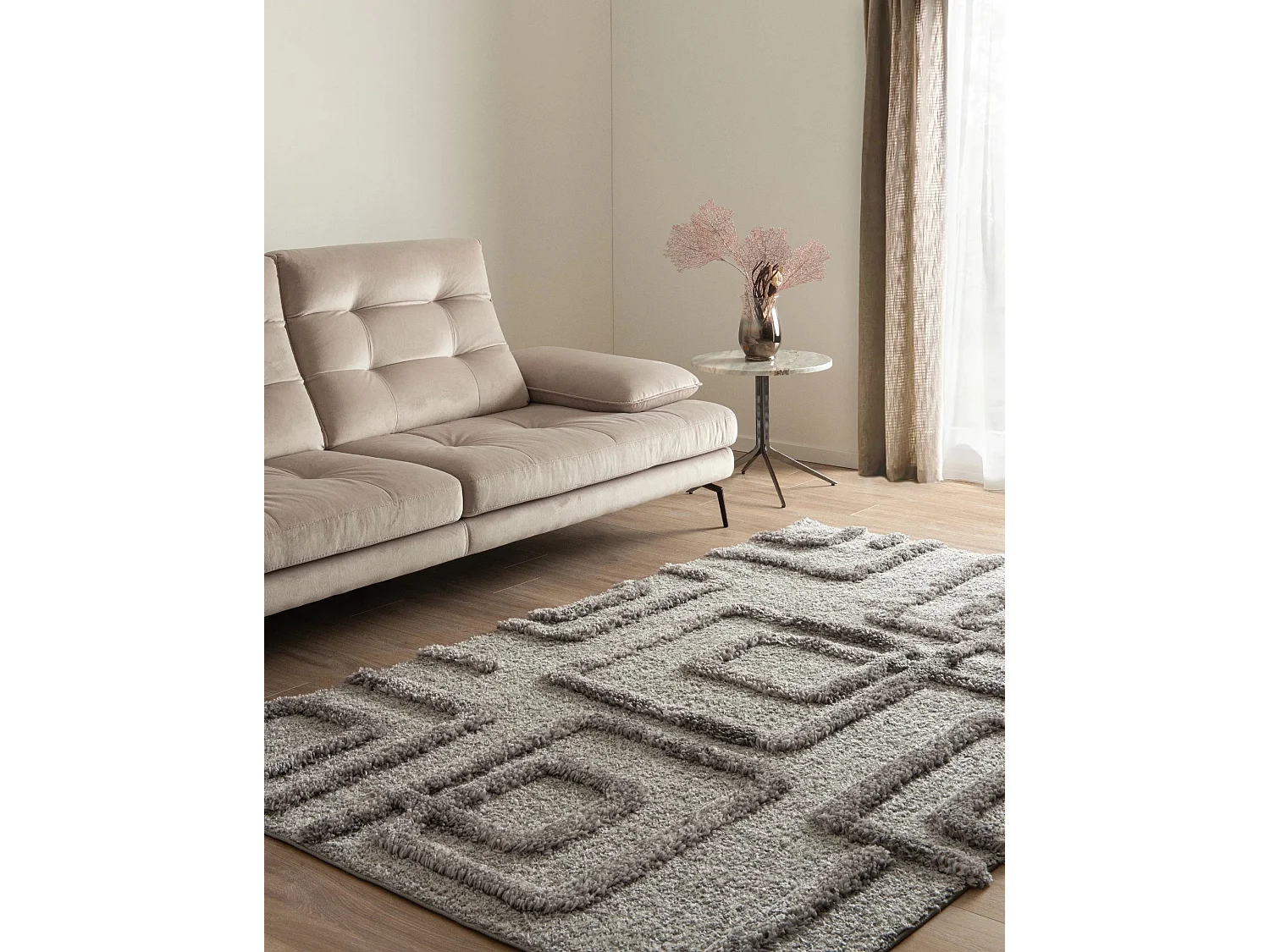 Tapis shaggy 125x185 gris Thun Artem