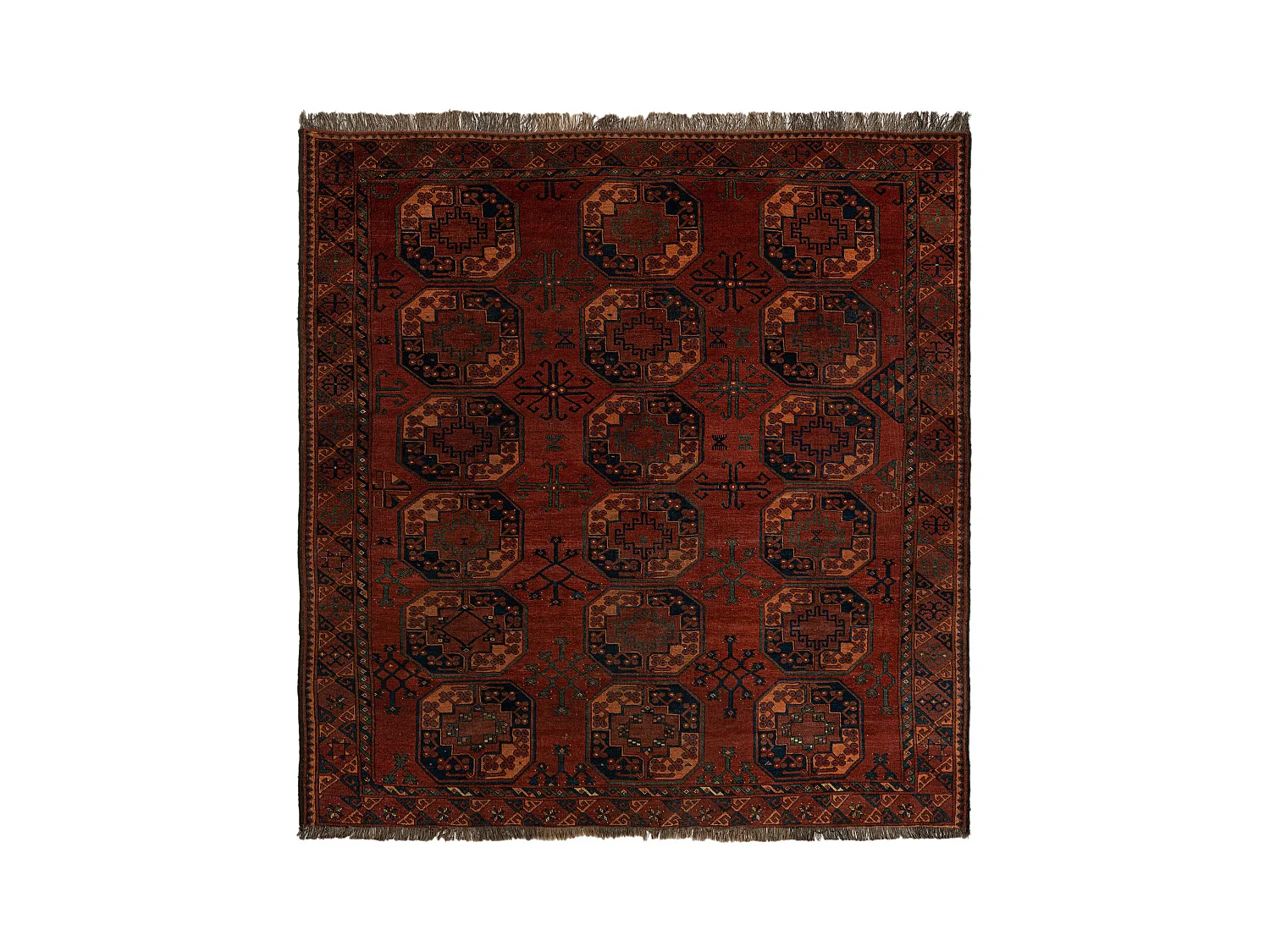 Tapis de laine 254x264 rouge Afghan