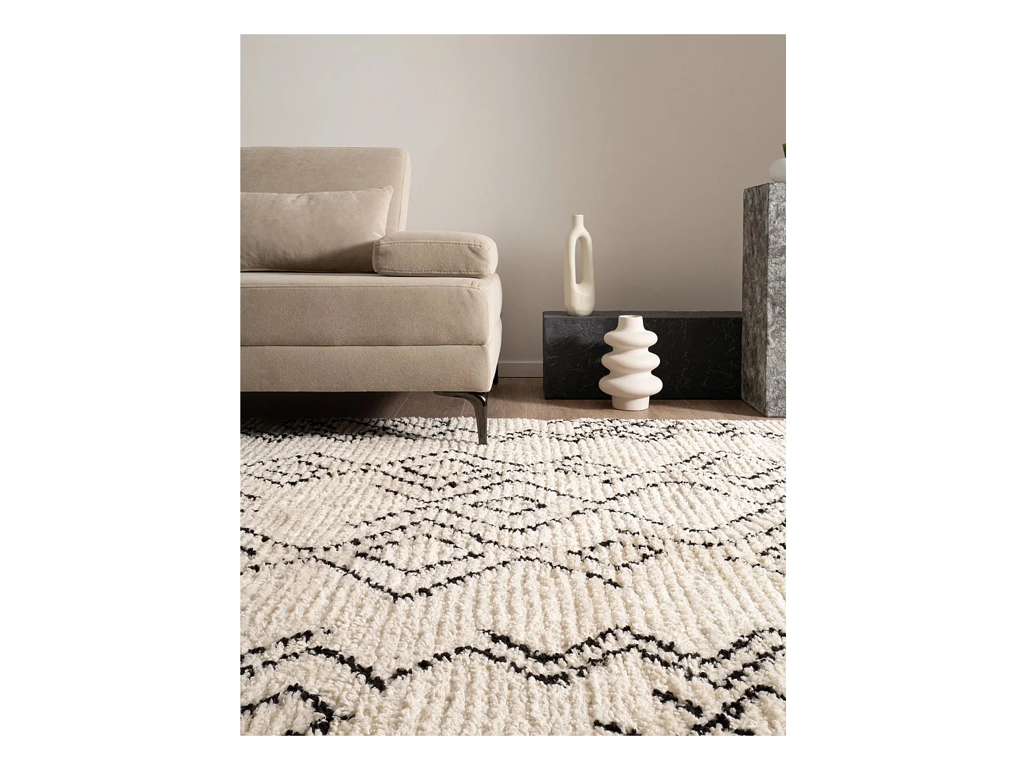 Tapis shaggy 240x305 beige Frauenfeld Classic