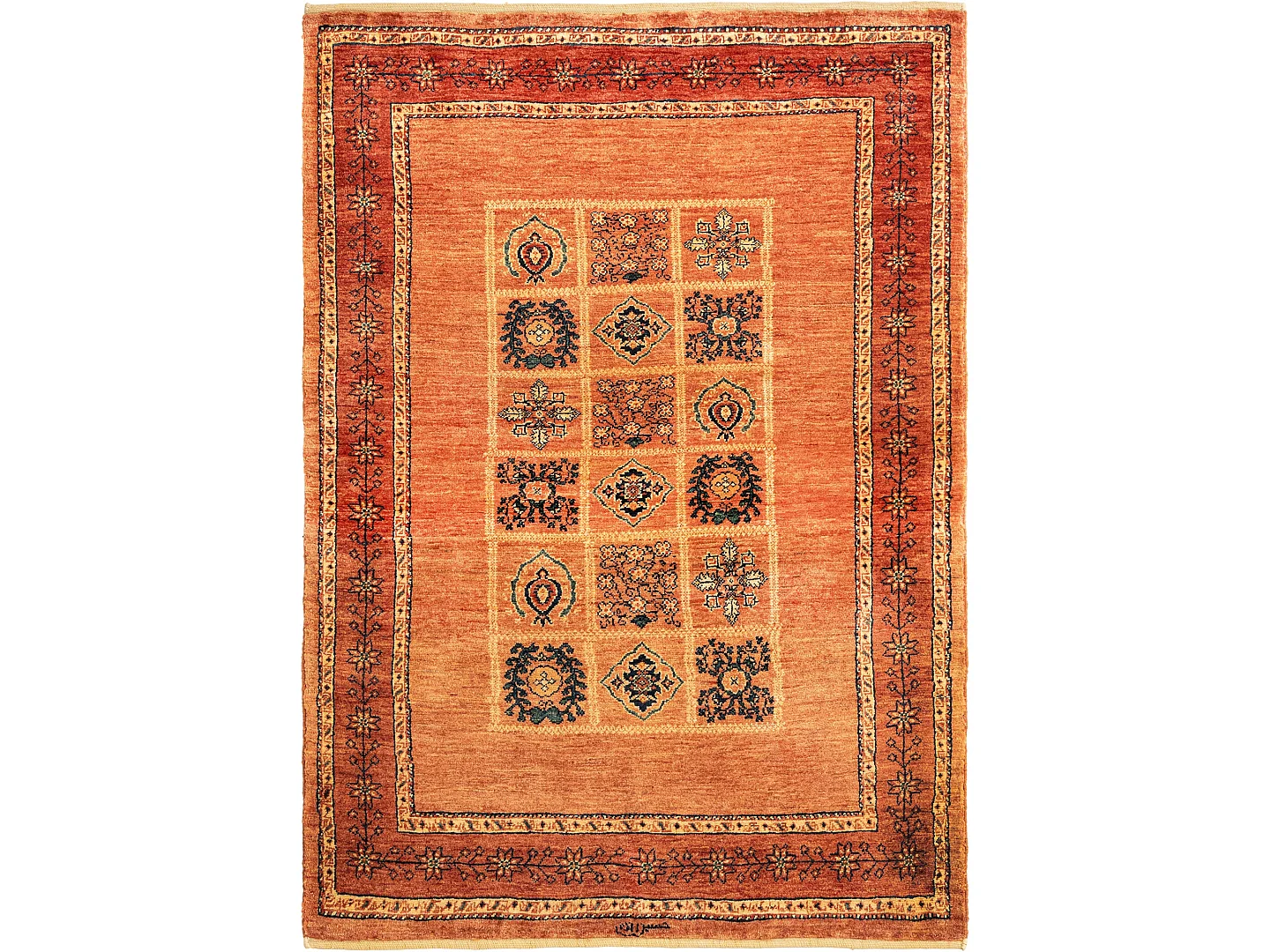 Tapis de laine 109x154 orange Kashkuli