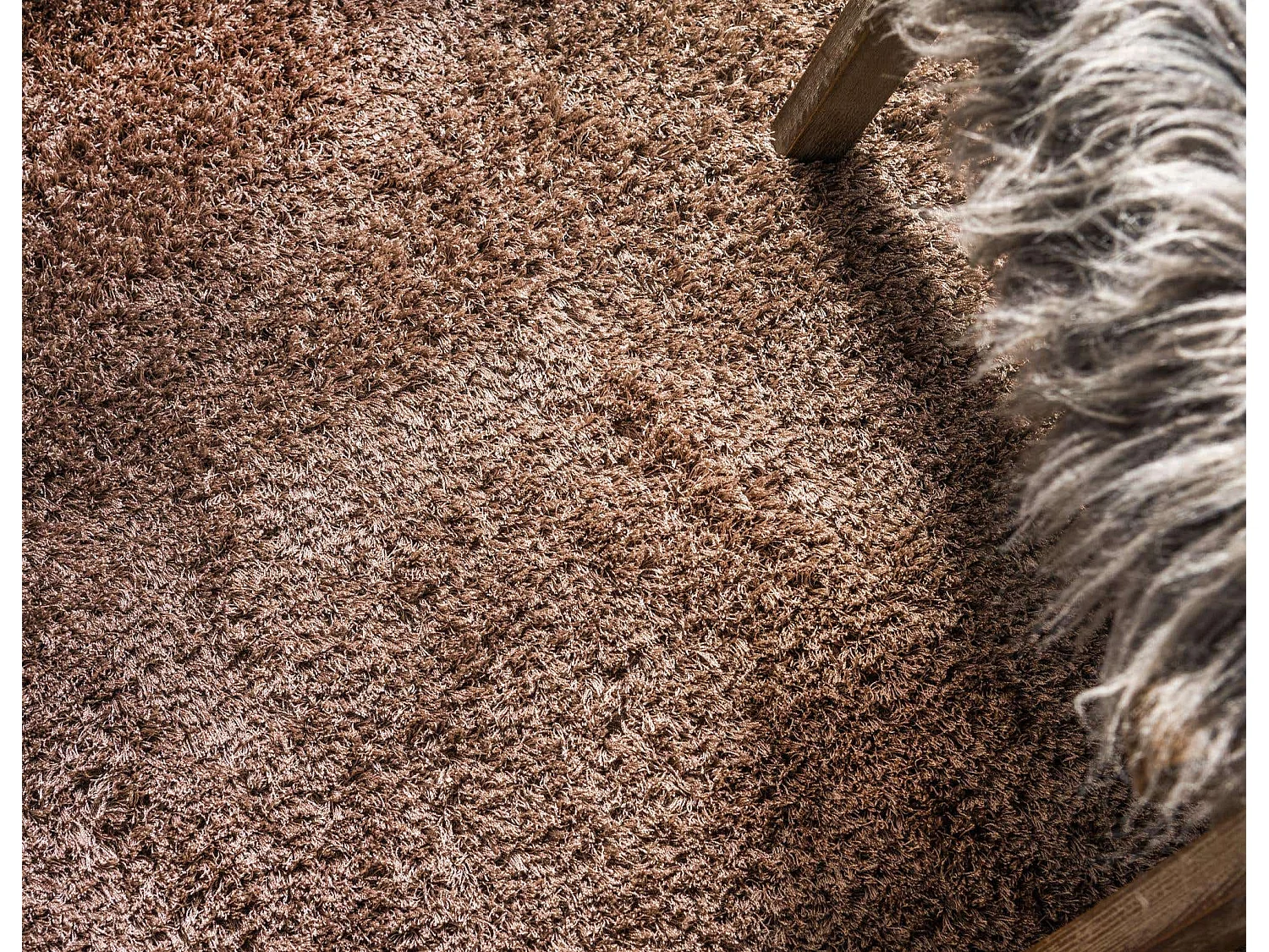 Tapis shaggy 185x185 brun Luzern
