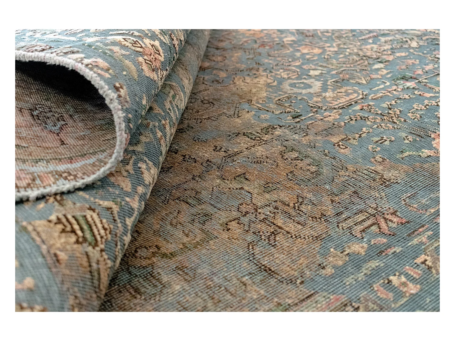 Tapis de laine 191x283 Bleu Vintage Royal