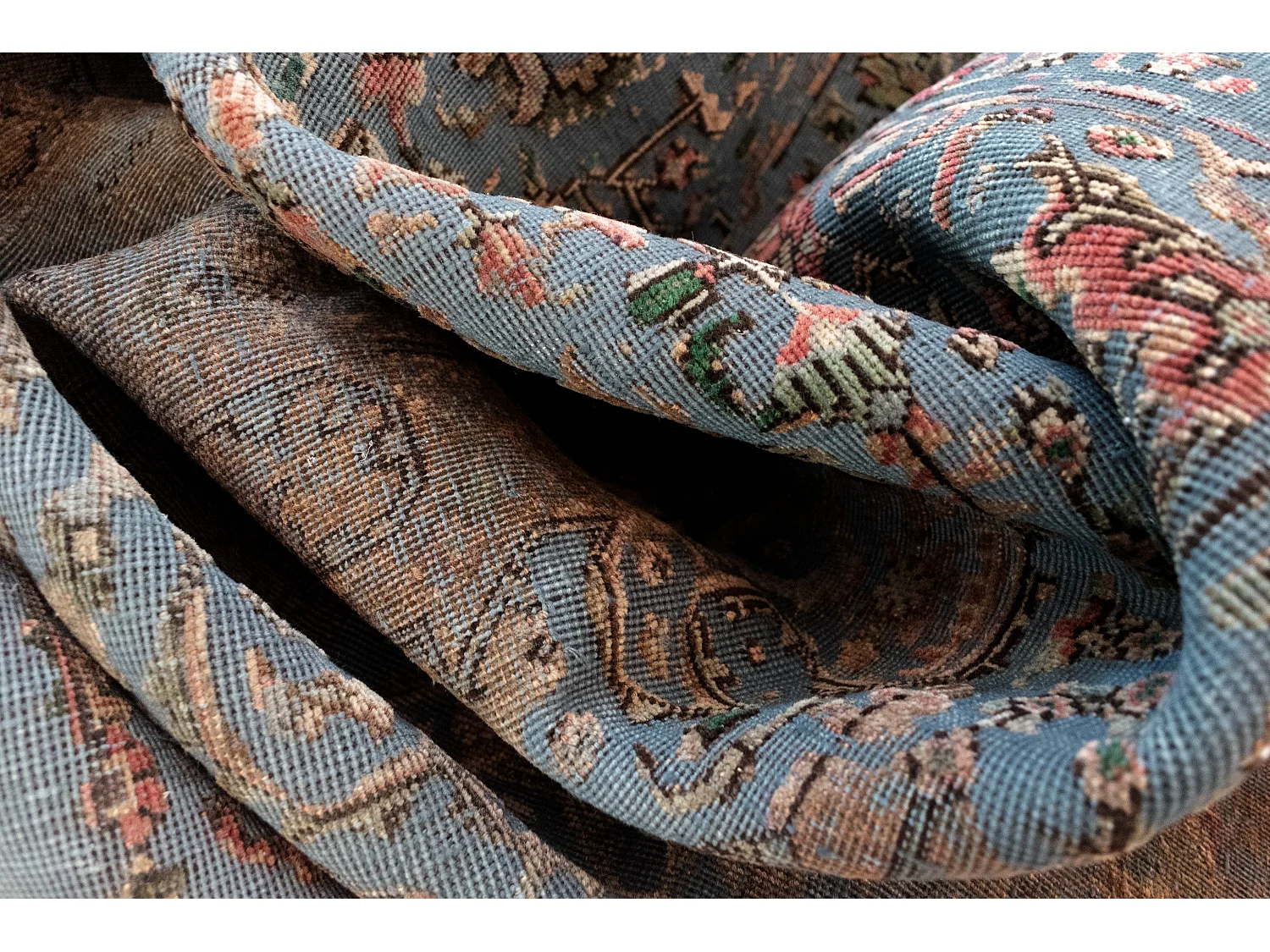 Tapis de laine 191x283 Bleu Vintage Royal