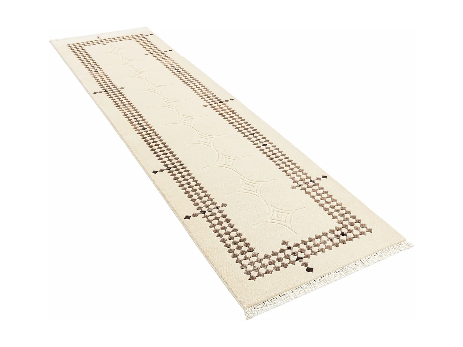 Läufer-Wollteppich 79x297 Beige Darya