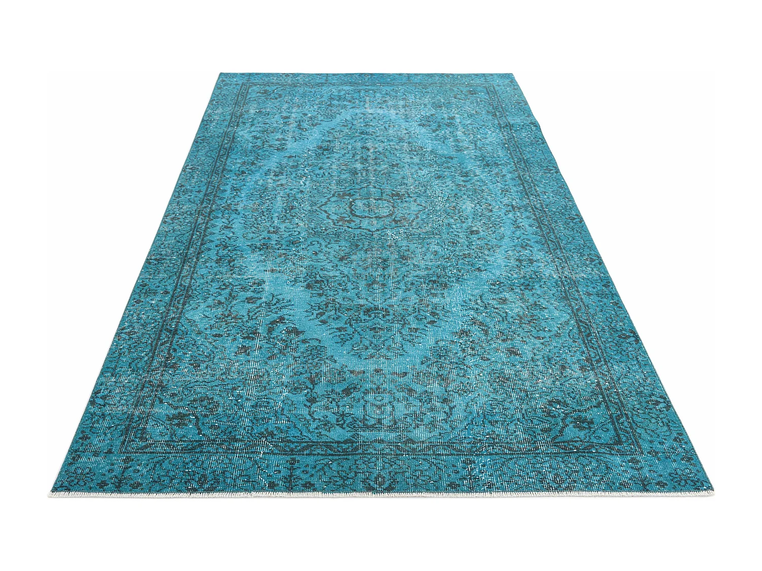 Wollteppich 142x264 Türkis Ultra Vintage