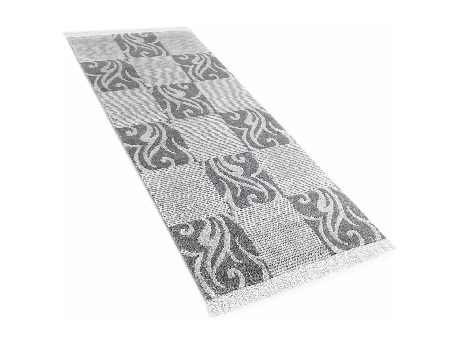 Tapis de couloir en laine 79x201 gris Darya