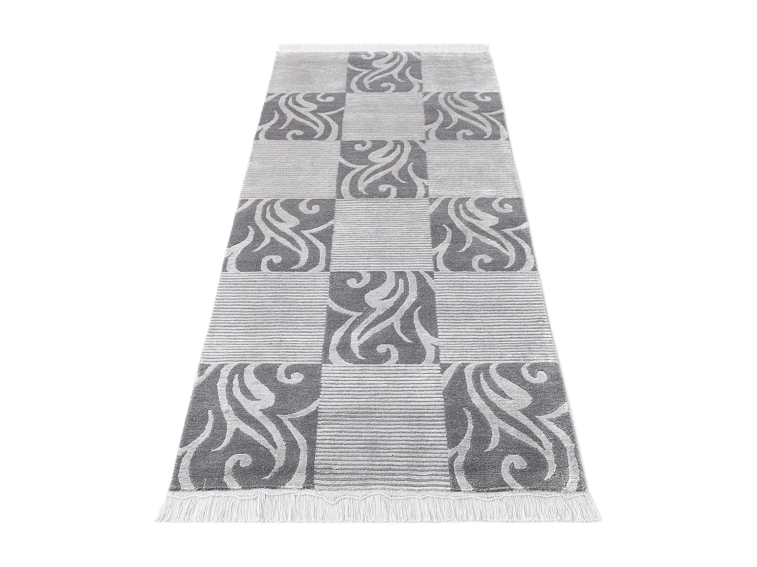 Tapis de couloir en laine 79x201 gris Darya