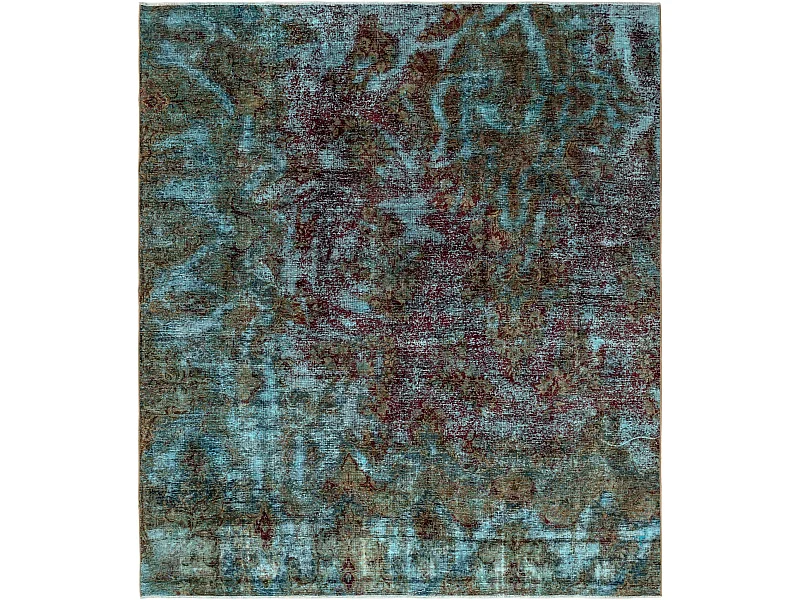 Tapis de laine 201x226 Bleu Vintage Royal