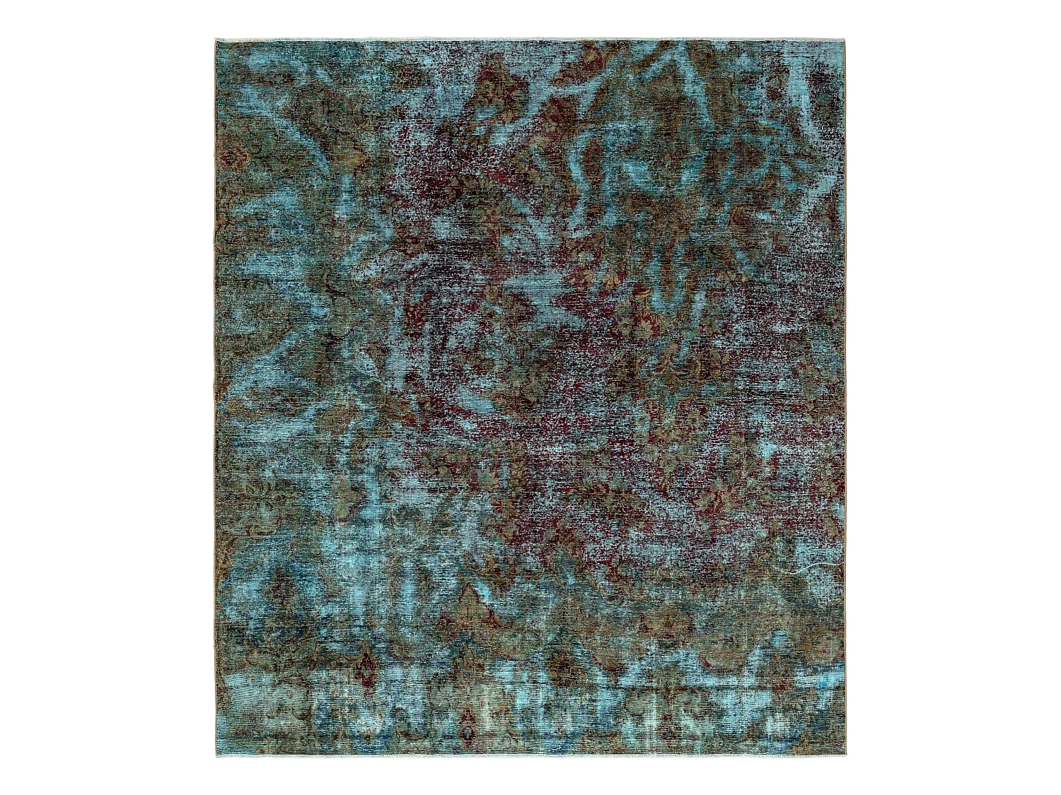 Tapis de laine 201x226 Bleu Vintage Royal