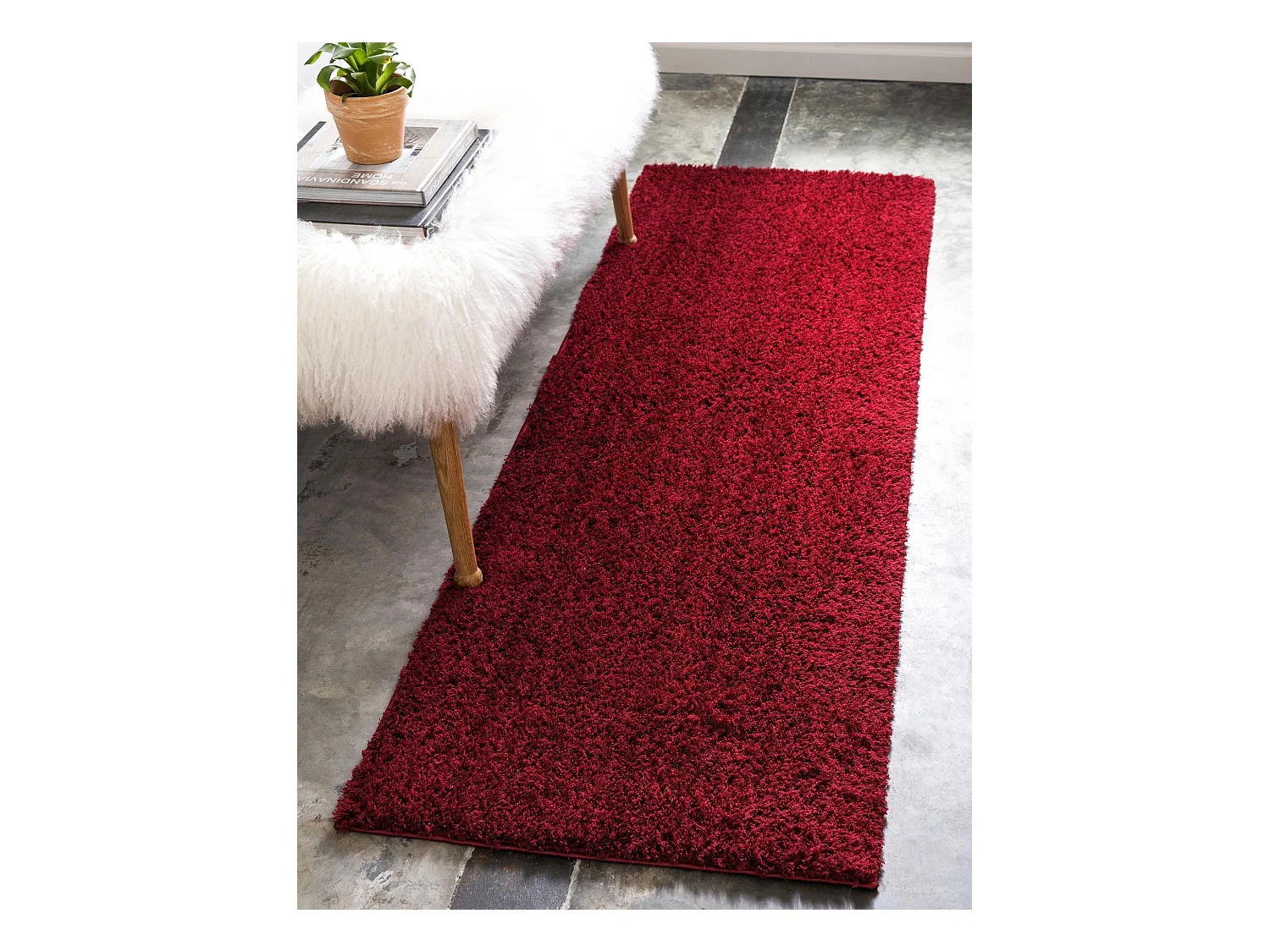 Tapis shaggy 62x185 rouge Luzern