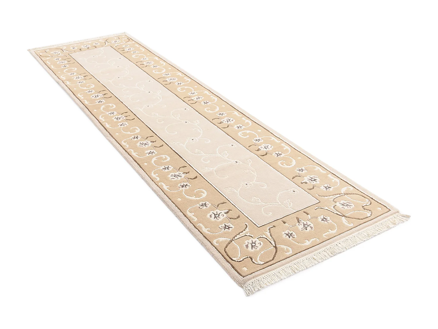 Läufer-Wollteppich 86x305 Beige Darya