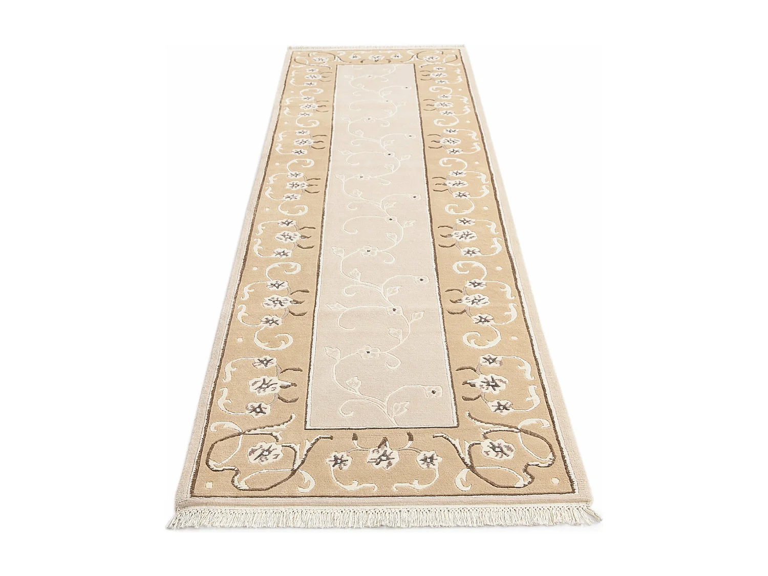 Läufer-Wollteppich 86x305 Beige Darya