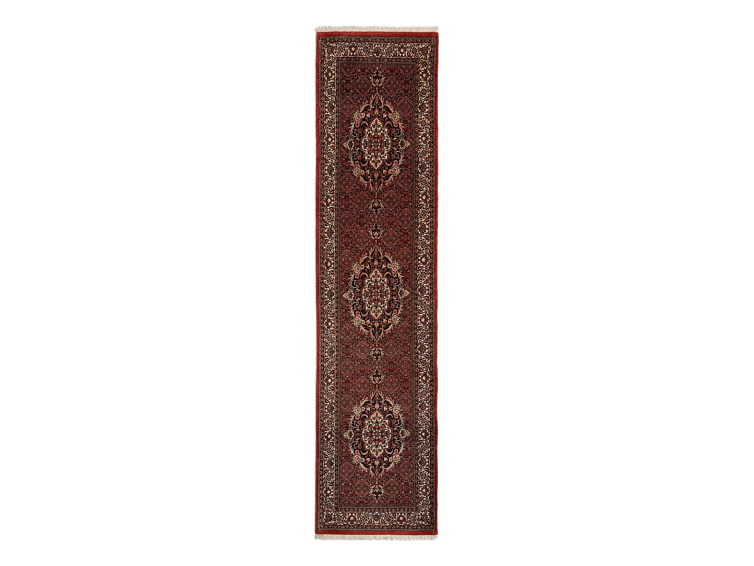 Läufer-Wollteppich 76x329 Rot Bidjar