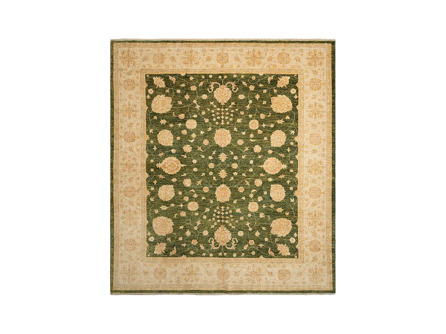 Tapis de laine 252x284 vert Kaizar