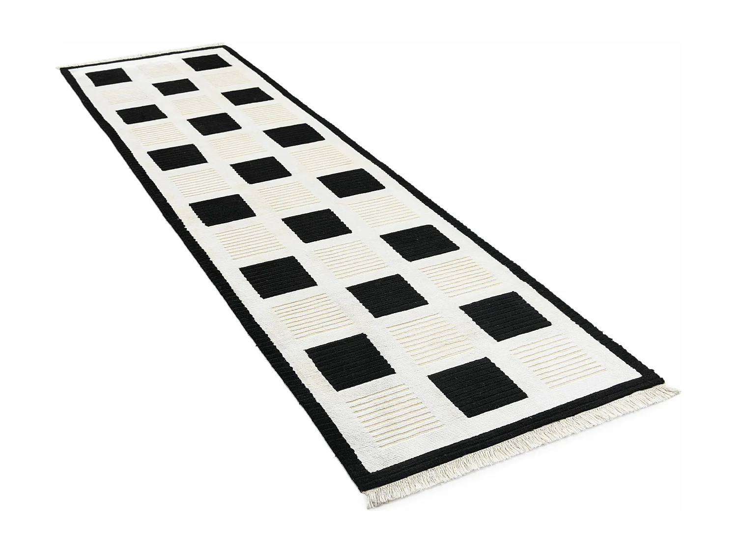 Tappeto per corridoio in lana 84x302 bianco Darya