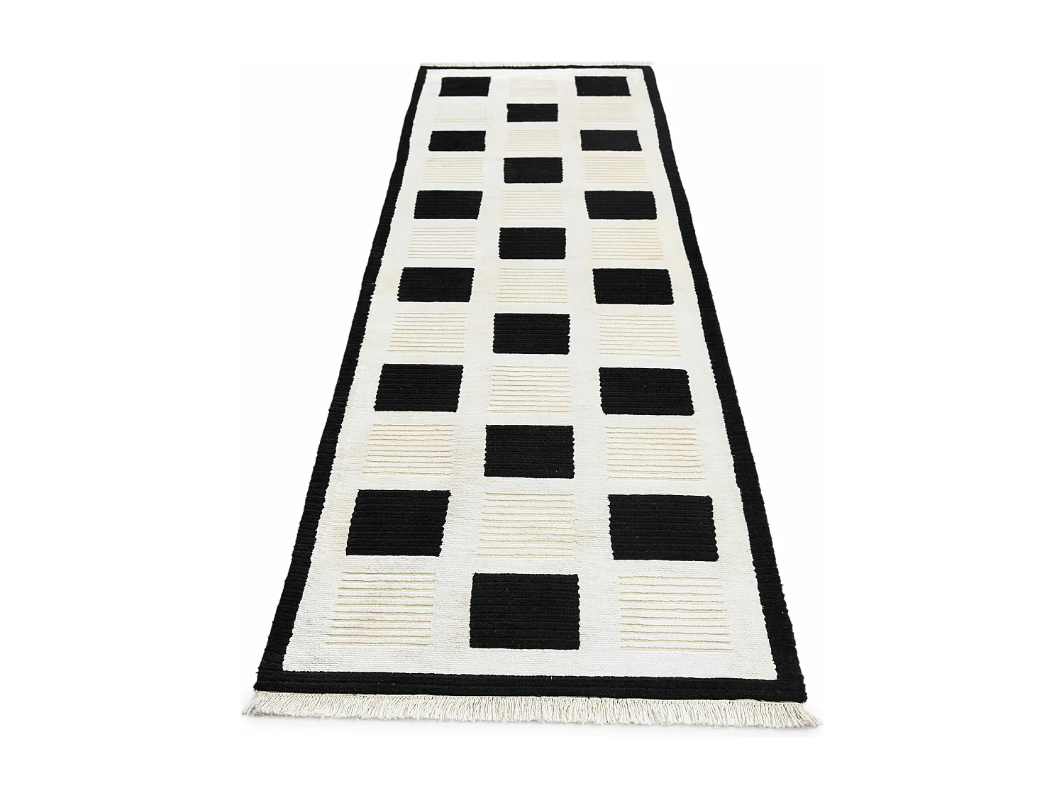 Tappeto per corridoio in lana 84x302 bianco Darya