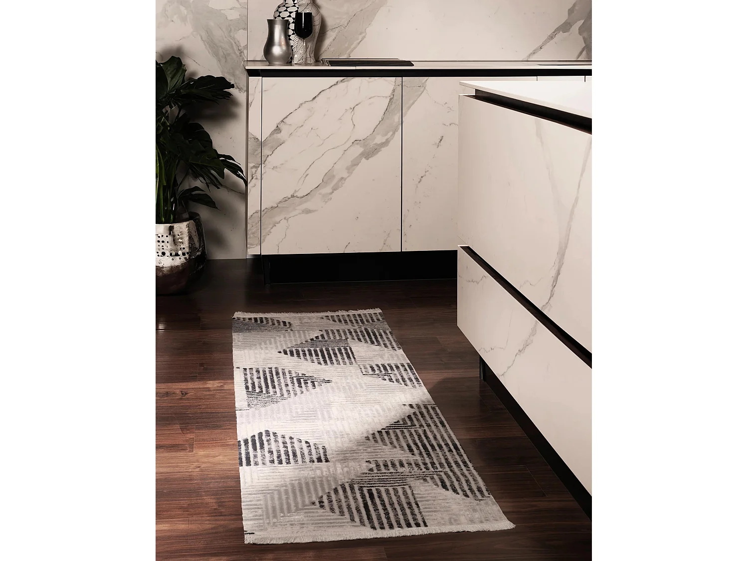 Tapis 80x305 gris clair Davos Grecian