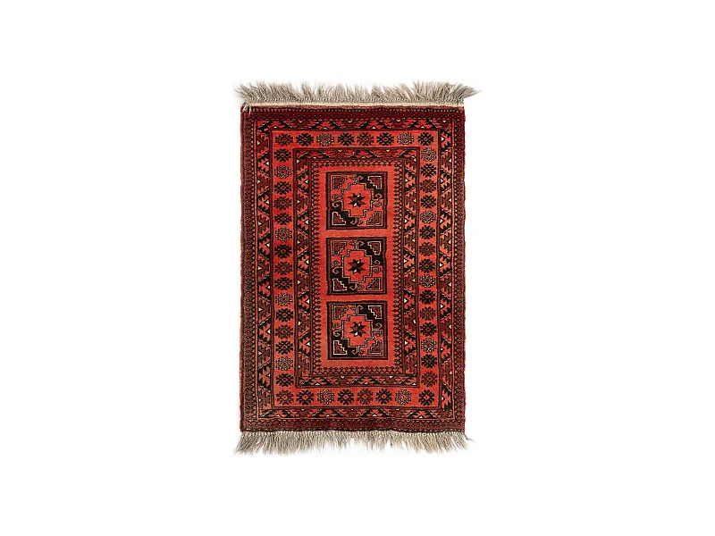 Wollteppich 86x128 Rot Afghan