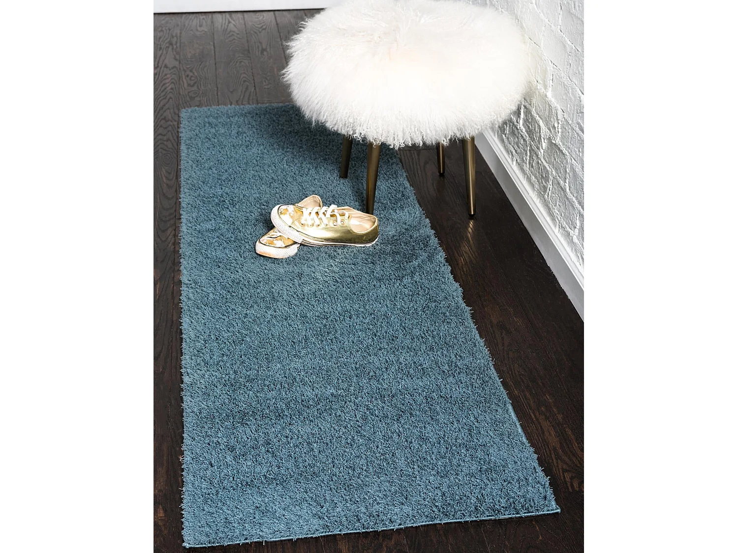 Hoogpolig tapijt 120x62 Blauw Luzern