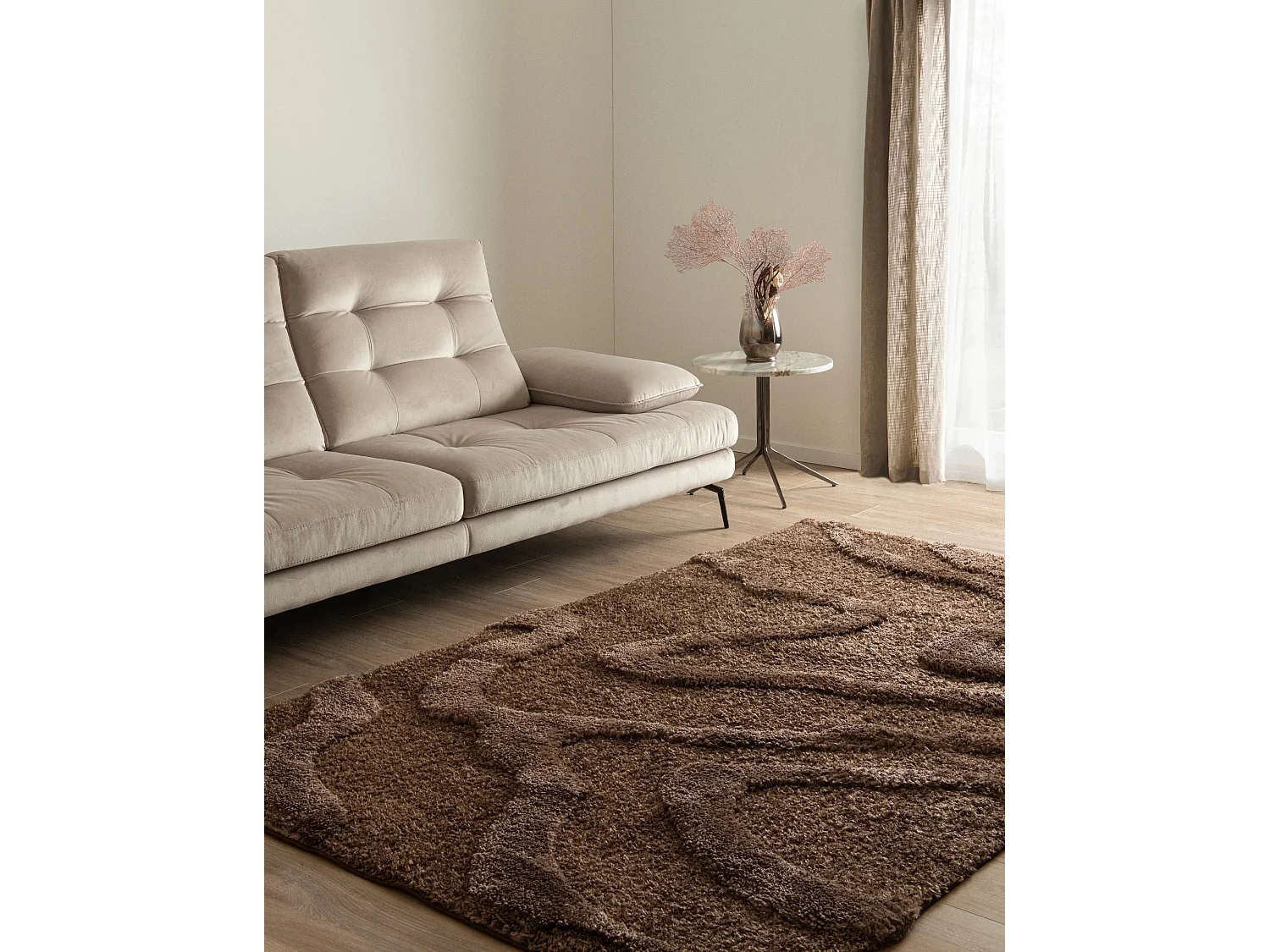 Tapis shaggy 240x305 marron foncé Thun Arbor