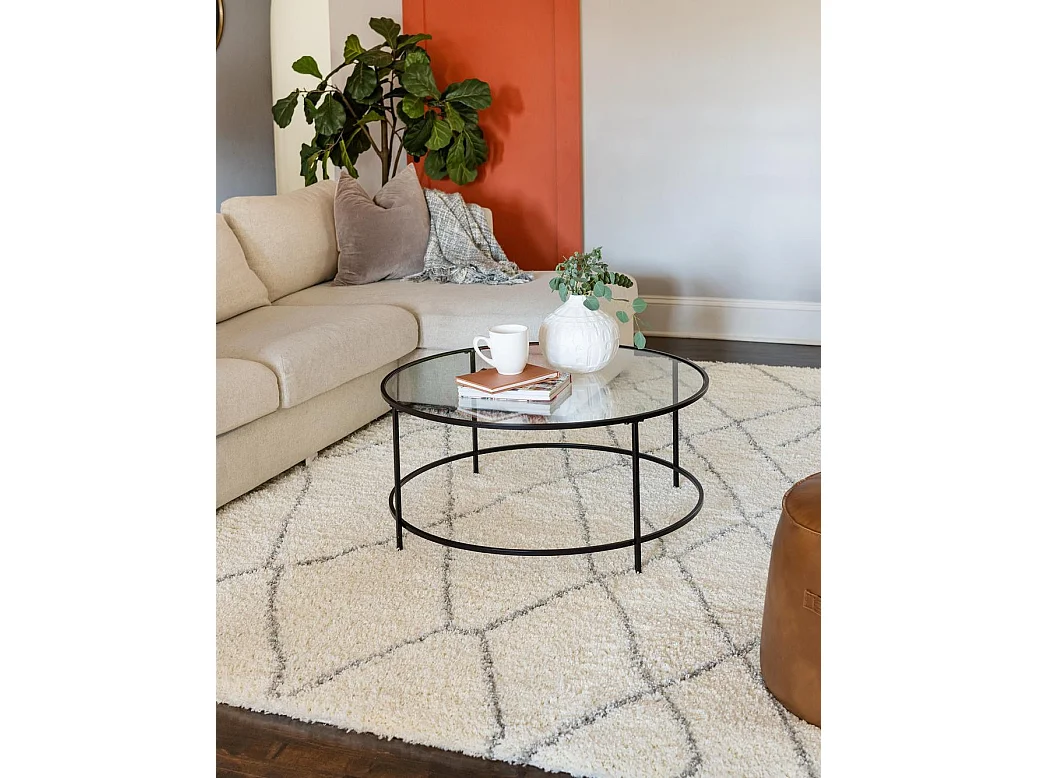 Tapis shaggy 160x245 blanc crème Lachen Fence