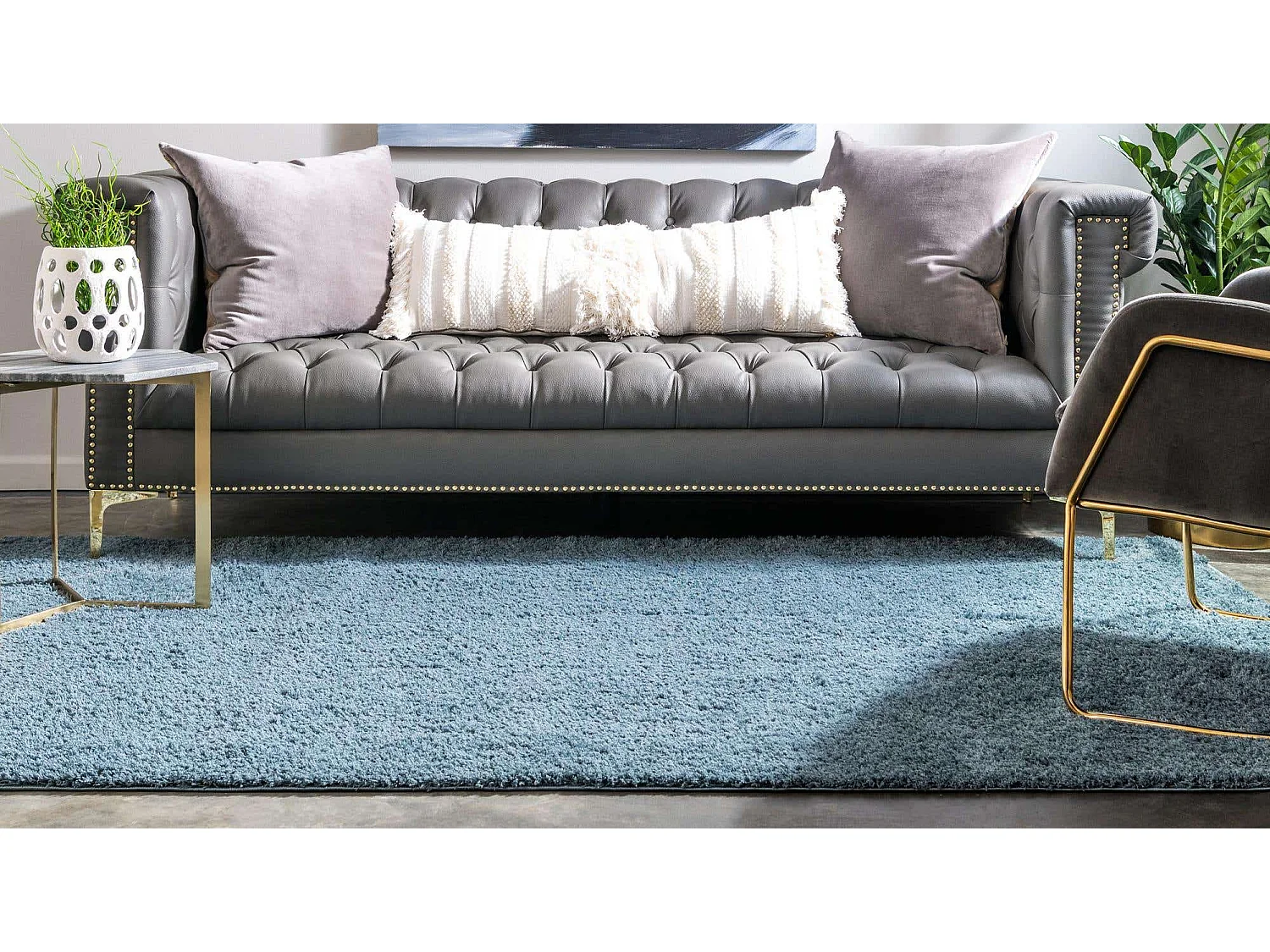 Hoogpolig tapijt 305x239 Blauw Luzern