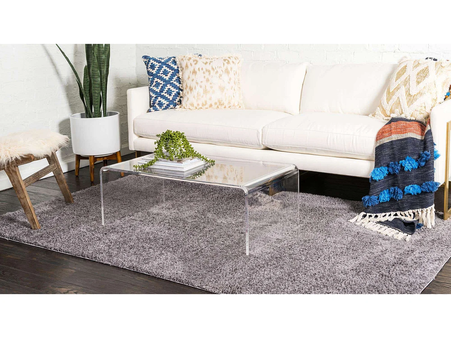 Tapis shaggy 125x185 gris Luzern