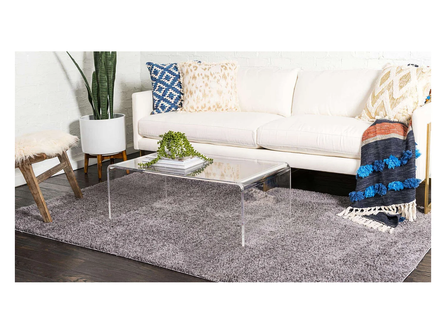 Hochflorteppich 125x185 Grau Luzern