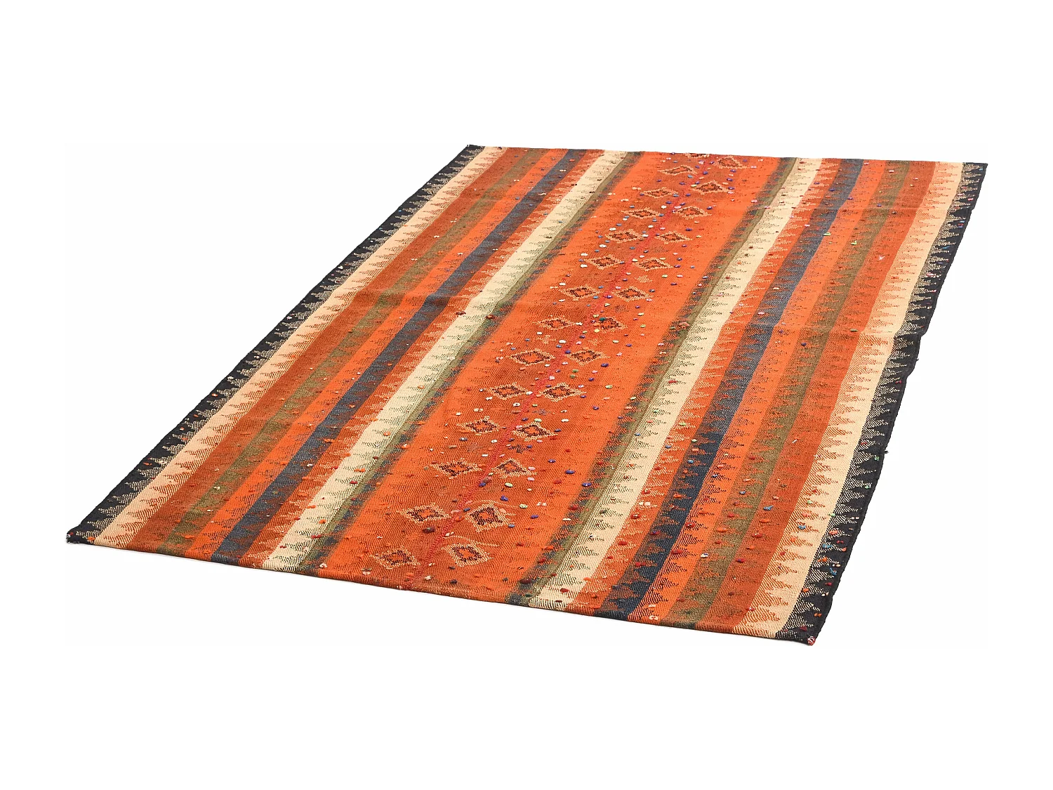 Tapis de laine 146x210 orange Jajim