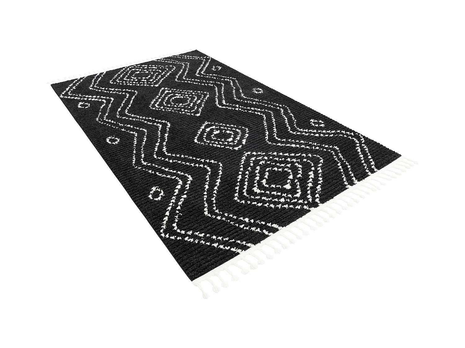 Hoogpolig tapijt 245x160 Zwart Frauenfeld Vaiana