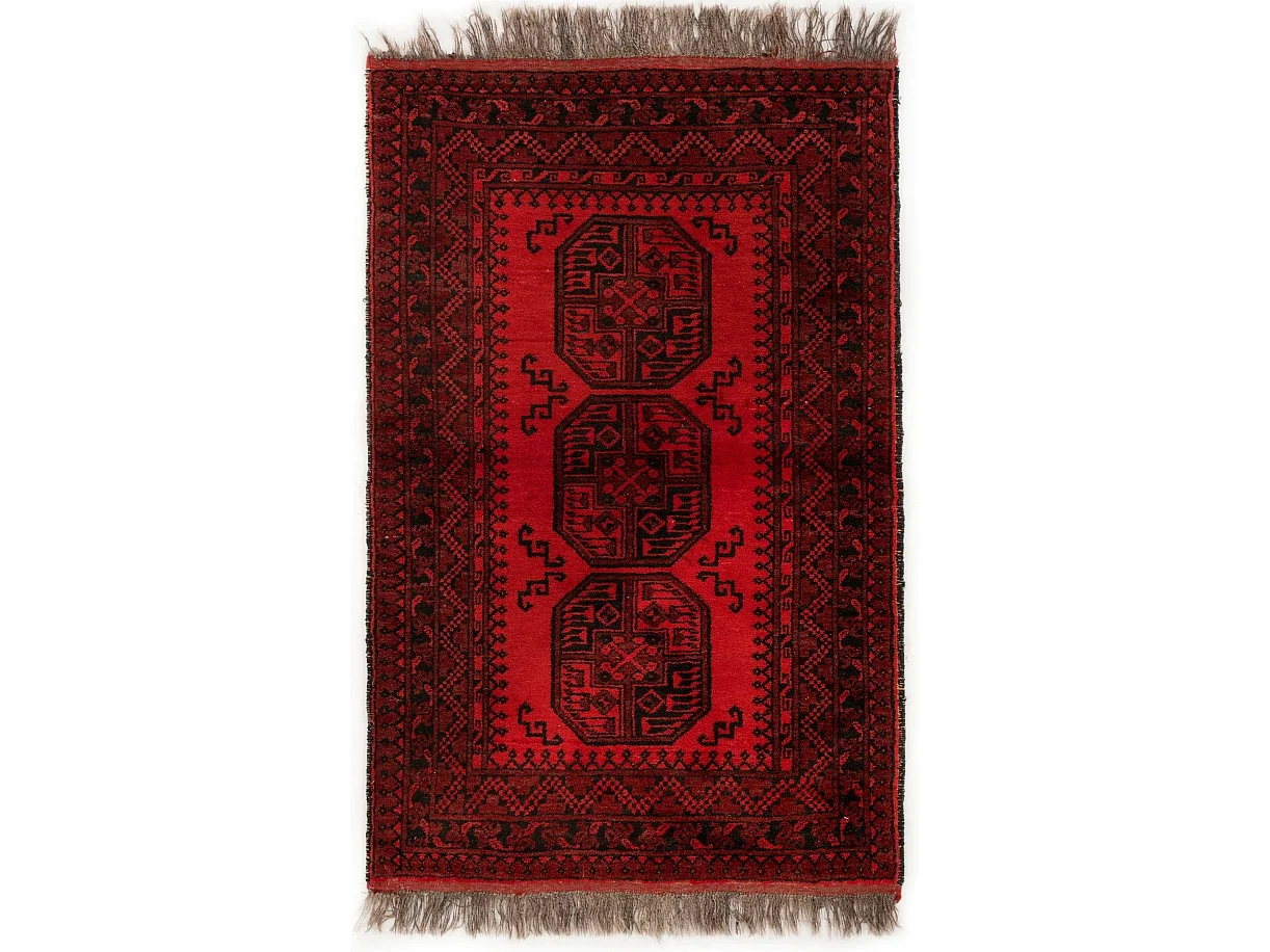 Wollteppich 106x155 Rot Afghan