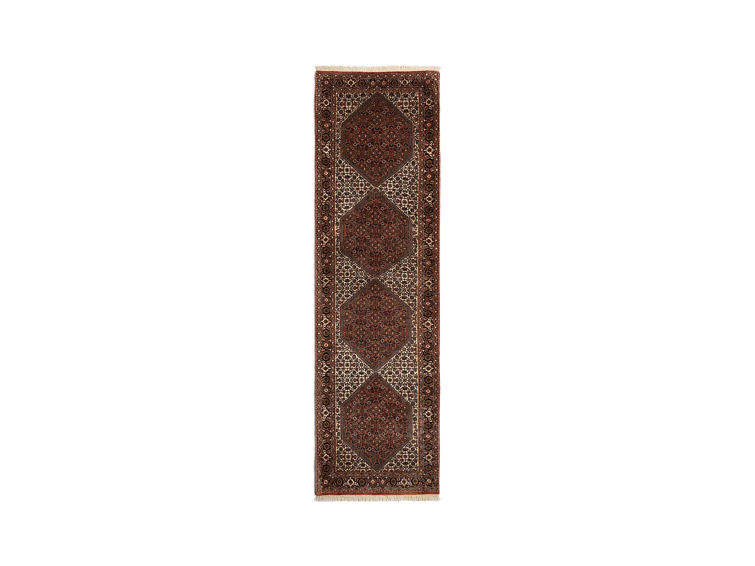 Läufer-Wollteppich 85x305 Braun Bidjar