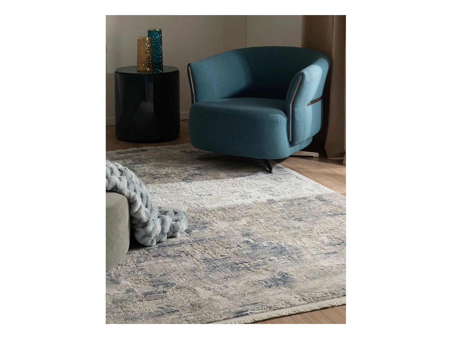Tapis 215x305 Bleu Davos Excellence