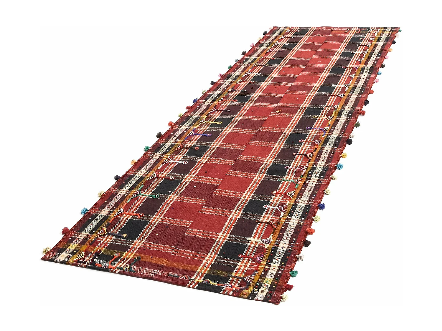 Tapis de laine 130x417 rouge Jajim