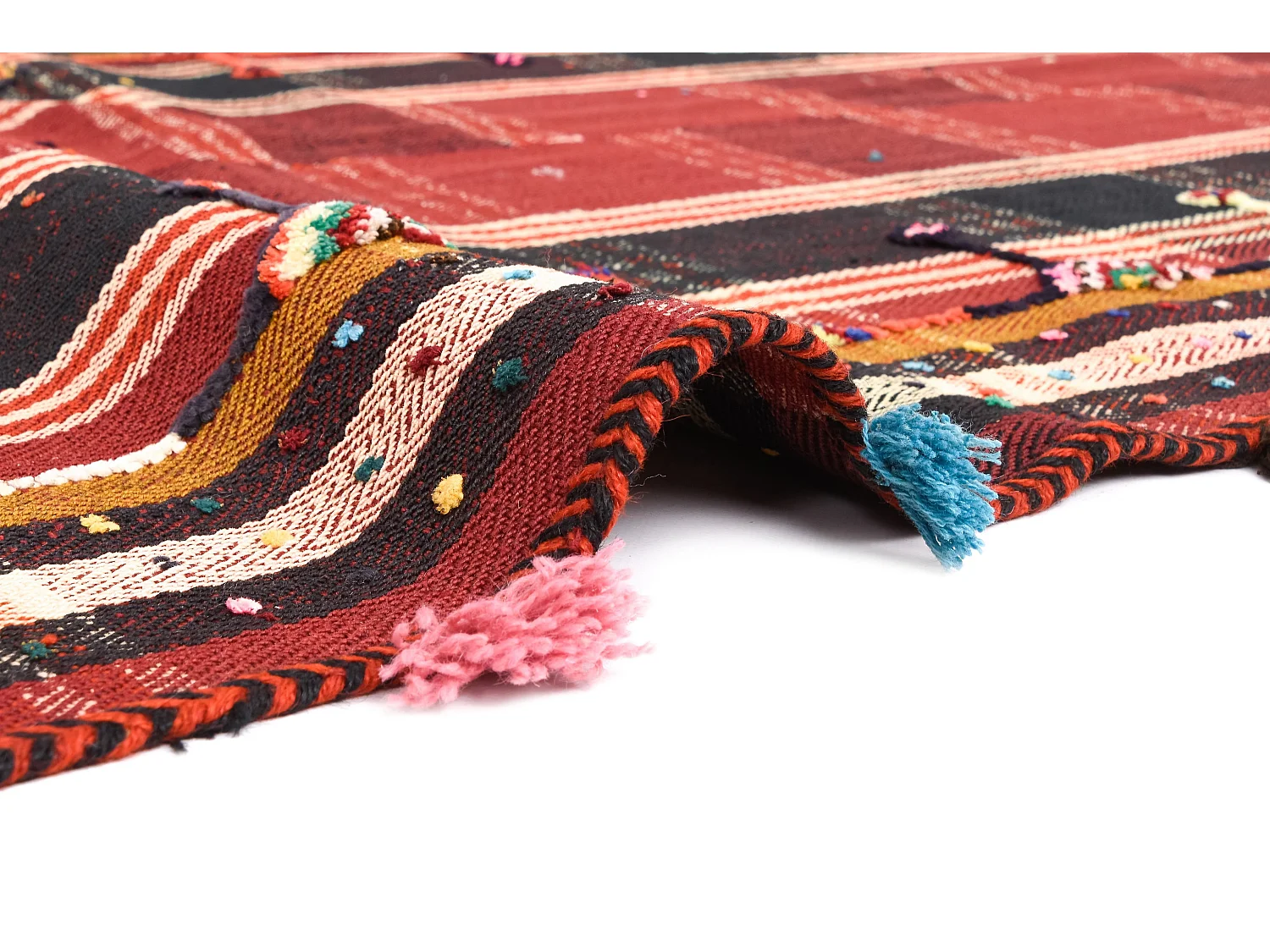 Tapis de laine 130x417 rouge Jajim